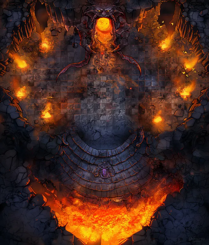 Top-down demonic portal battle map: Demonic Portal of Flames