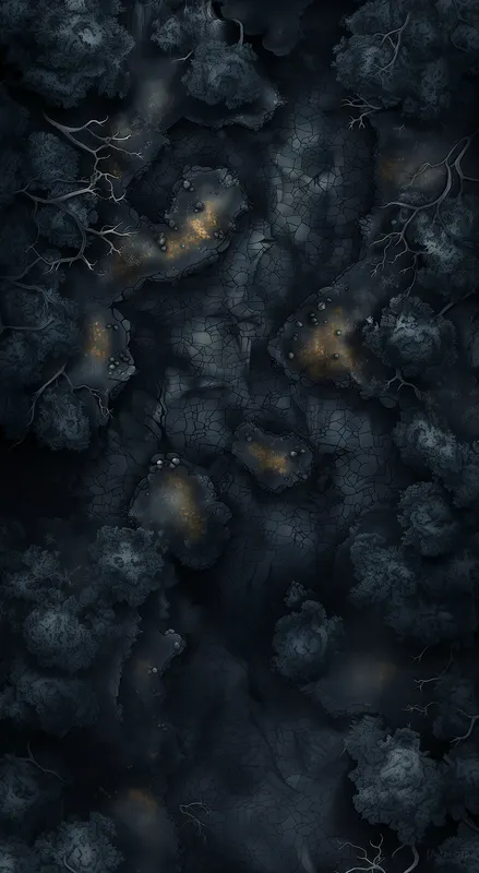 Top-down dark forest battle map: Gloomy Woods Adventure