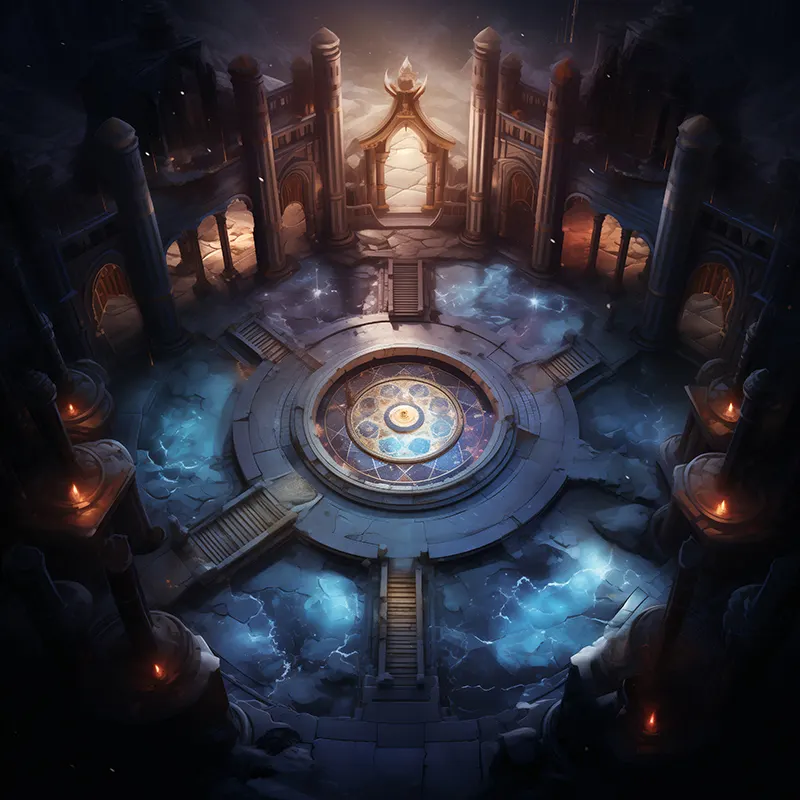 Top-down ritual circle temple battle map: Ritual of the Glowing Circle