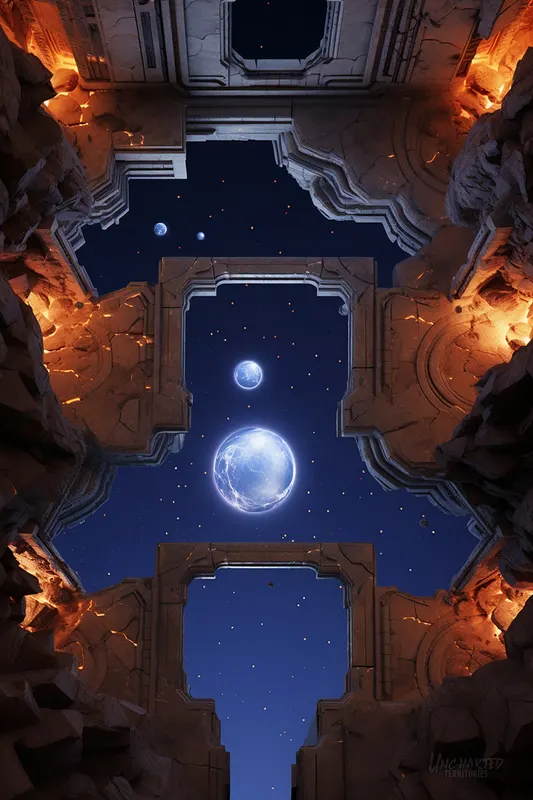 Top-down starry ravine battle map: Stargazer's Ravine Rhapsody