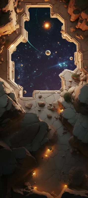 Top-down starry ruins battle map: Starwatchers Ruin