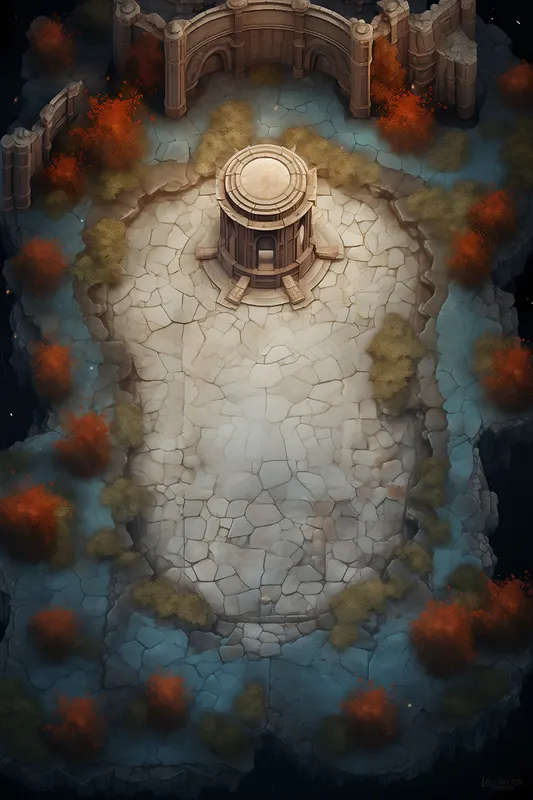 Top-down mountain summit battle map: Wizard's Cracked Summit